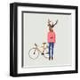 Fashionable Hipster Deer-run4it-Framed Art Print