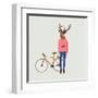 Fashionable Hipster Deer-run4it-Framed Art Print