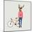 Fashionable Hipster Deer-run4it-Mounted Art Print