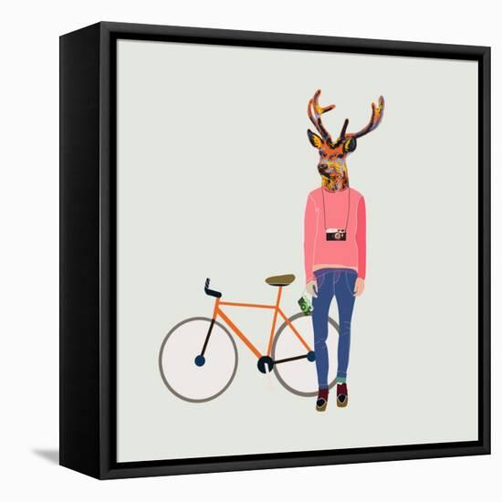 Fashionable Hipster Deer-run4it-Framed Stretched Canvas