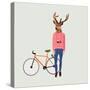 Fashionable Hipster Deer-run4it-Stretched Canvas
