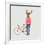 Fashionable Hipster Deer-run4it-Framed Art Print