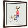 Fashionable Hipster Deer-run4it-Framed Art Print