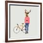 Fashionable Hipster Deer-run4it-Framed Art Print