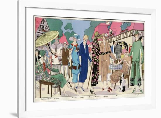 Fashionable Ladies in Designer Outfits-null-Framed Premium Giclee Print