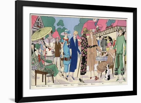 Fashionable Ladies in Designer Outfits-null-Framed Premium Giclee Print