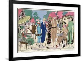 Fashionable Ladies in Designer Outfits-null-Framed Premium Giclee Print