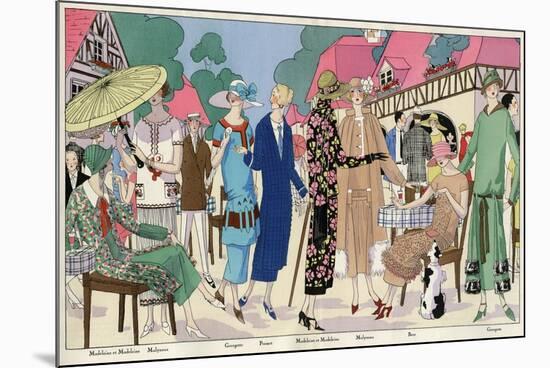 Fashionable Ladies in Designer Outfits-null-Mounted Premium Giclee Print