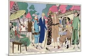 Fashionable Ladies in Designer Outfits-null-Mounted Premium Giclee Print