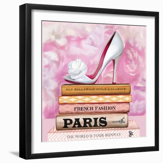 Fashionable Reading-Pink Pink-Framed Art Print