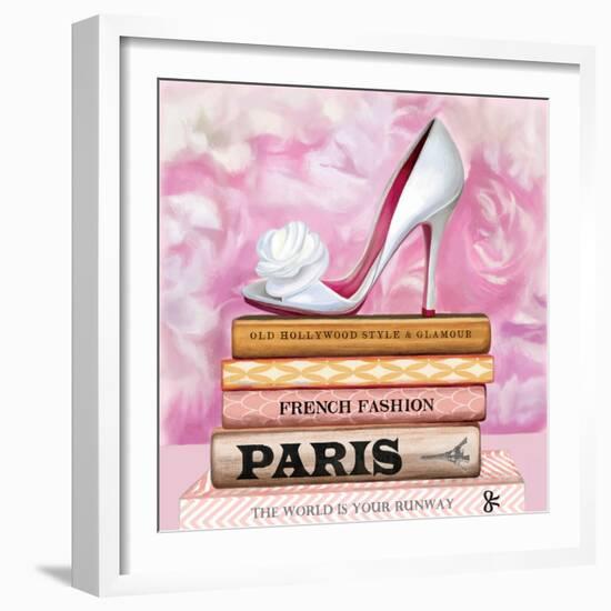 Fashionable Reading-Pink Pink-Framed Art Print