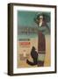 Fashionable Woman with Cat on Beach-null-Framed Art Print