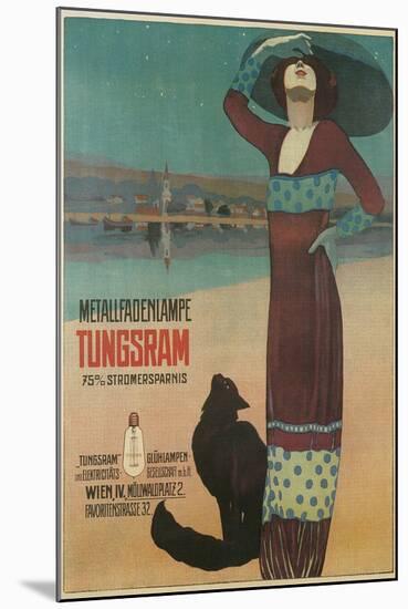 Fashionable Woman with Cat on Beach-null-Mounted Art Print