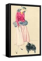 Fashionable Woman with Pomeranian-null-Framed Stretched Canvas