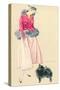 Fashionable Woman with Pomeranian-null-Stretched Canvas