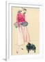 Fashionable Woman with Pomeranian-null-Framed Art Print