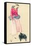 Fashionable Woman with Pomeranian-null-Framed Stretched Canvas