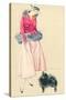 Fashionable Woman with Pomeranian-null-Stretched Canvas