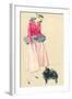 Fashionable Woman with Pomeranian-null-Framed Art Print