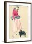 Fashionable Woman with Pomeranian-null-Framed Art Print