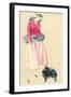 Fashionable Woman with Pomeranian-null-Framed Art Print