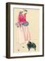 Fashionable Woman with Pomeranian-null-Framed Art Print