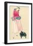 Fashionable Woman with Pomeranian-null-Framed Art Print