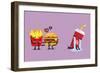 Fast Food Fall in Love Kissing with Heartbroken Soft Drink Character. Funny Character-Sira Anamwong-Framed Premium Giclee Print