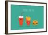 Fast Food Menu. Cola, Hamburger and French Fries. Vector Illustration-Serbinka-Framed Art Print