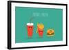 Fast Food Menu. Cola, Hamburger and French Fries. Vector Illustration-Serbinka-Framed Art Print