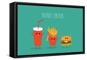 Fast Food Menu. Cola, Hamburger and French Fries. Vector Illustration-Serbinka-Framed Stretched Canvas