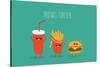 Fast Food Menu. Cola, Hamburger and French Fries. Vector Illustration-Serbinka-Stretched Canvas