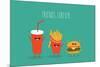 Fast Food Menu. Cola, Hamburger and French Fries. Vector Illustration-Serbinka-Mounted Art Print