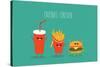 Fast Food Menu. Cola, Hamburger and French Fries. Vector Illustration-Serbinka-Stretched Canvas