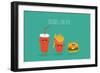 Fast Food Menu. Cola, Hamburger and French Fries. Vector Illustration-Serbinka-Framed Art Print