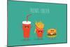 Fast Food Menu. Cola, Hamburger and French Fries. Vector Illustration-Serbinka-Mounted Art Print