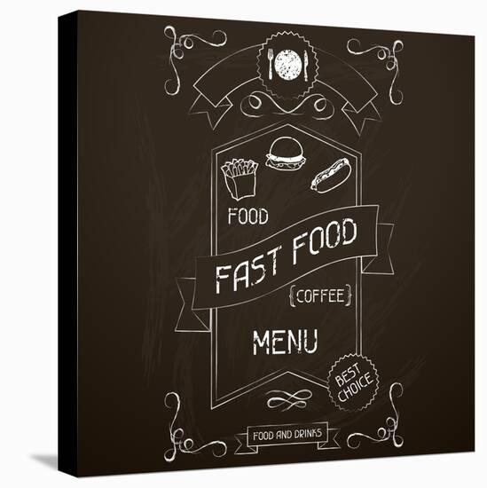 Fast Food on the Restaurant Menu Chalkboard-incomible-Stretched Canvas