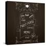 Fast Food on the Restaurant Menu Chalkboard-incomible-Stretched Canvas