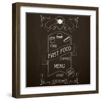 Fast Food on the Restaurant Menu Chalkboard-incomible-Framed Art Print