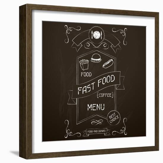 Fast Food on the Restaurant Menu Chalkboard-incomible-Framed Art Print