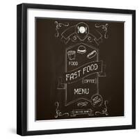 Fast Food on the Restaurant Menu Chalkboard-incomible-Framed Art Print