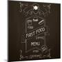 Fast Food on the Restaurant Menu Chalkboard-incomible-Mounted Art Print