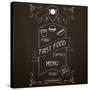 Fast Food on the Restaurant Menu Chalkboard-incomible-Stretched Canvas