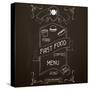 Fast Food on the Restaurant Menu Chalkboard-incomible-Stretched Canvas