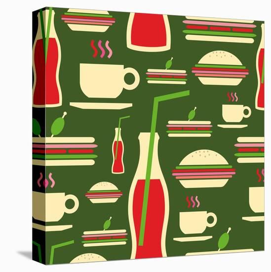 Fast Food Pattern-cienpies-Stretched Canvas