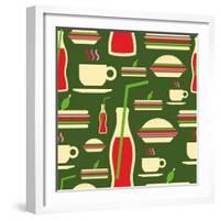 Fast Food Pattern-cienpies-Framed Art Print