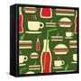 Fast Food Pattern-cienpies-Framed Stretched Canvas