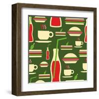 Fast Food Pattern-cienpies-Framed Art Print