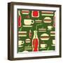 Fast Food Pattern-cienpies-Framed Art Print