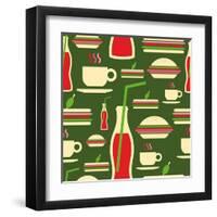 Fast Food Pattern-cienpies-Framed Art Print